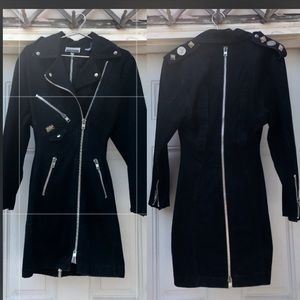 80s Vintage Contempo Casuals Denim Moto dress